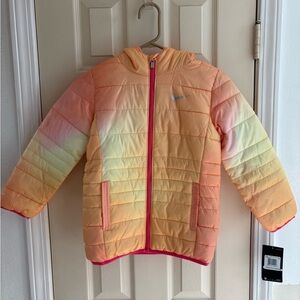 NWT Nike Girls Ombre Puffer Jacket Sunset Gradient Size 6X - Fleece Lined